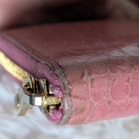 Miu Miu, Croc Embossed Leather Continental Wallet, Pink - Picture 7 of 12